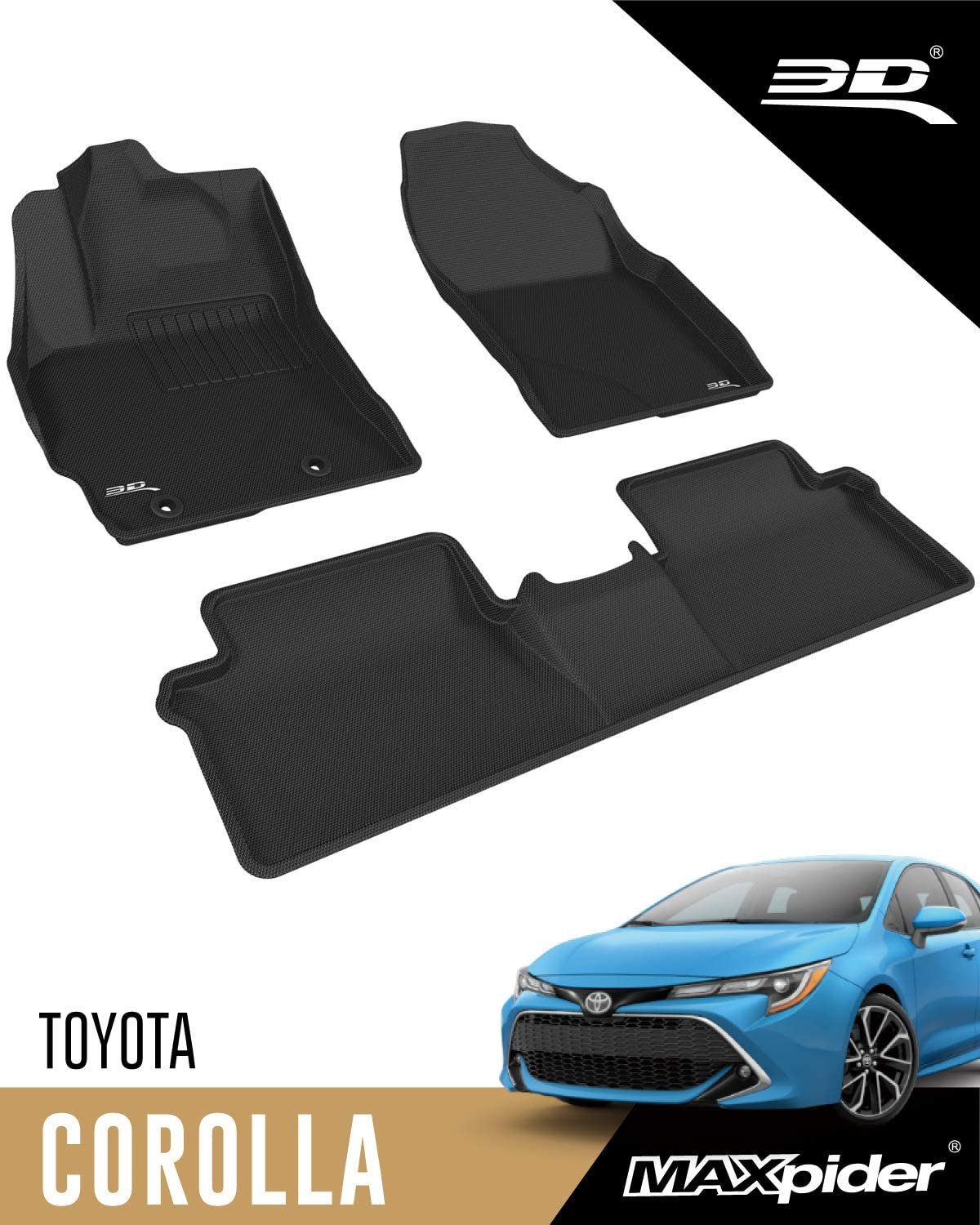 3D MAXpider Cargo Custom Fit All-Weather Floor Mat for Select Toyota Corolla Models - Kagu Rubber