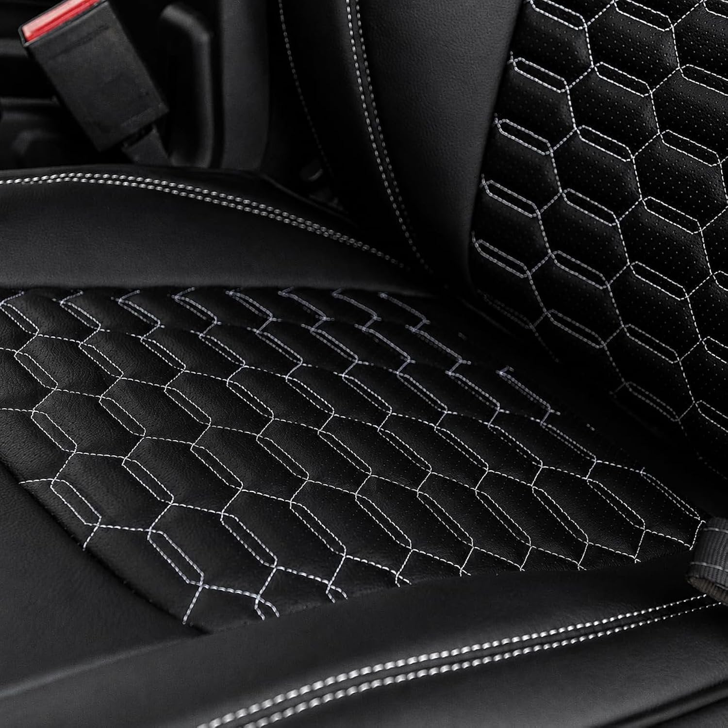 Kustom Interior Custom Fit Seat Covers - Premium Artificial Leather, Front & Rear Seat Protection with Embroidered Logos for Dodge Charger/Challenger & Jeep Wrangler/Gladiator