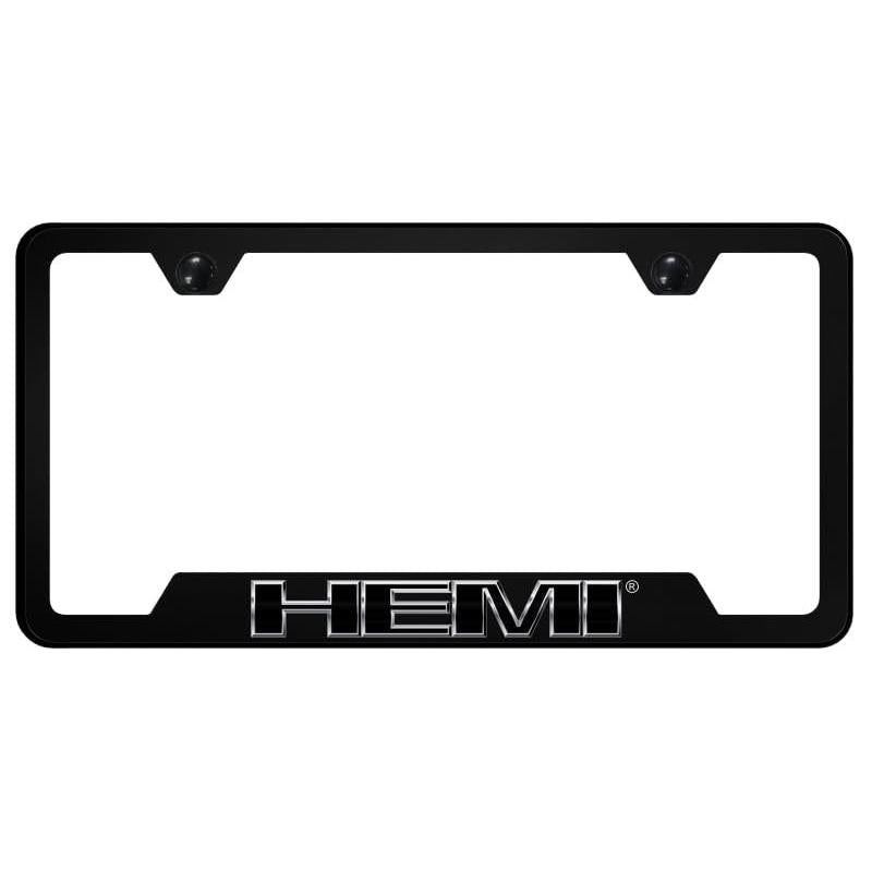 Au-TOMOTIVE GOLD, INC. Officially Licensed UV Print Logo on Black Polycarbonate Notched License Plate Frame for Dodge Hemi (Chrome)