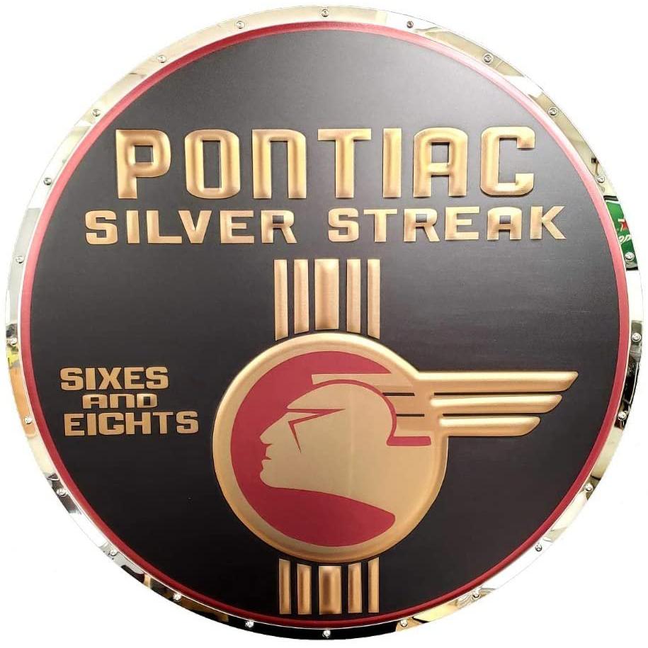 Pontiac Silver Streak Stainless Steel Wall Hanging Sign - Red/Black/Chrome : 22" x 22"