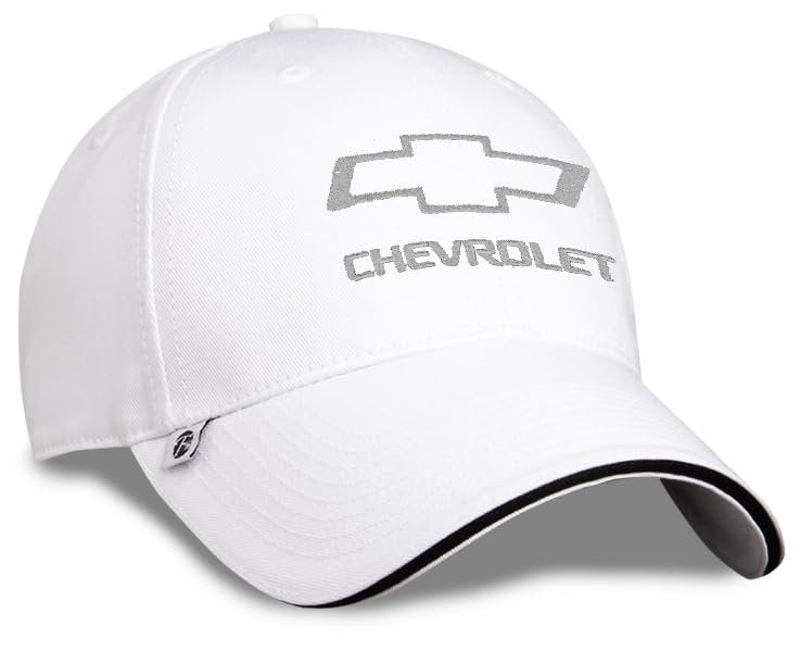 Chevrolet White Open Bowtie Hat – Adjustable Hook and Loop Baseball Cap