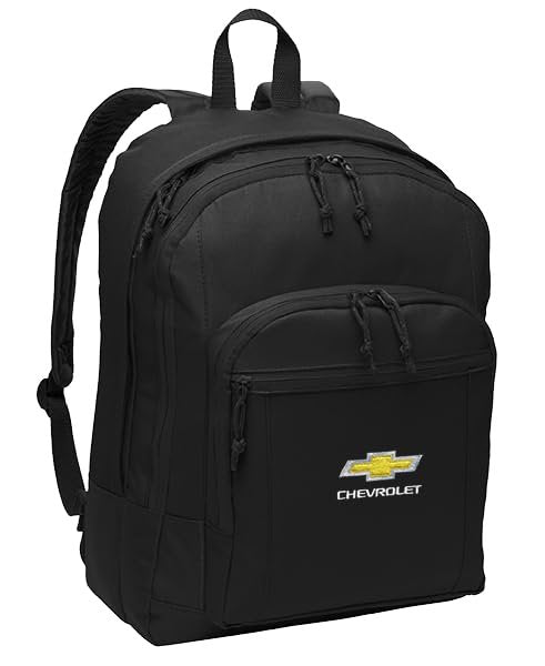 Chevrolet Bowtie Logo Zippered Backpack - Chevy Travel Business Laptop Backpack for Men Women