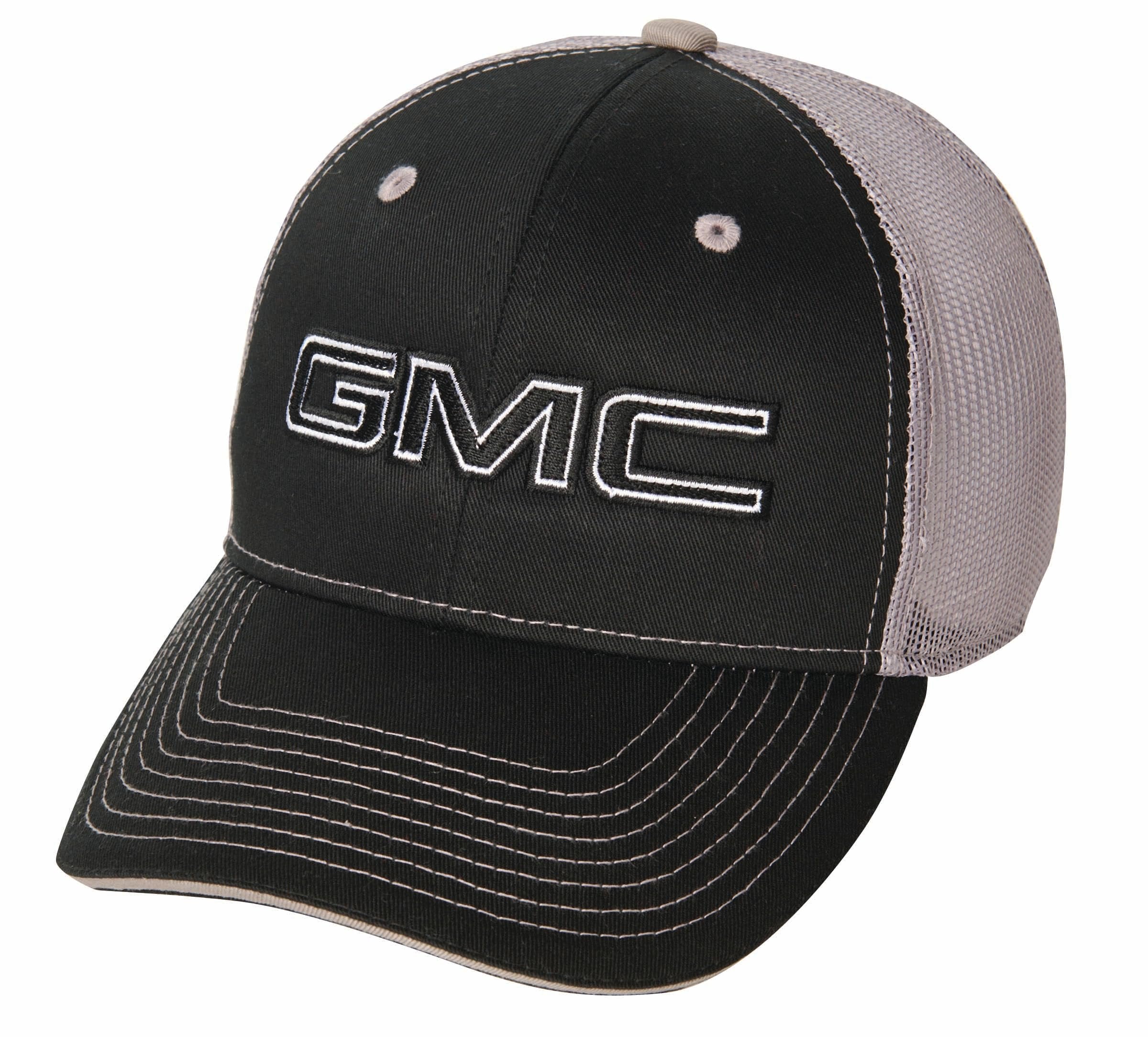 GMC Logo Black Mesh Back Structured Hat - Officially Licensed Snapback Cap (US, Alpha, One Size, Black)