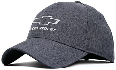 Chevrolet Open Bowtie Logo Hat - Structured Buckle Closure Cap - Officially Licensed by GM Heather Grey
