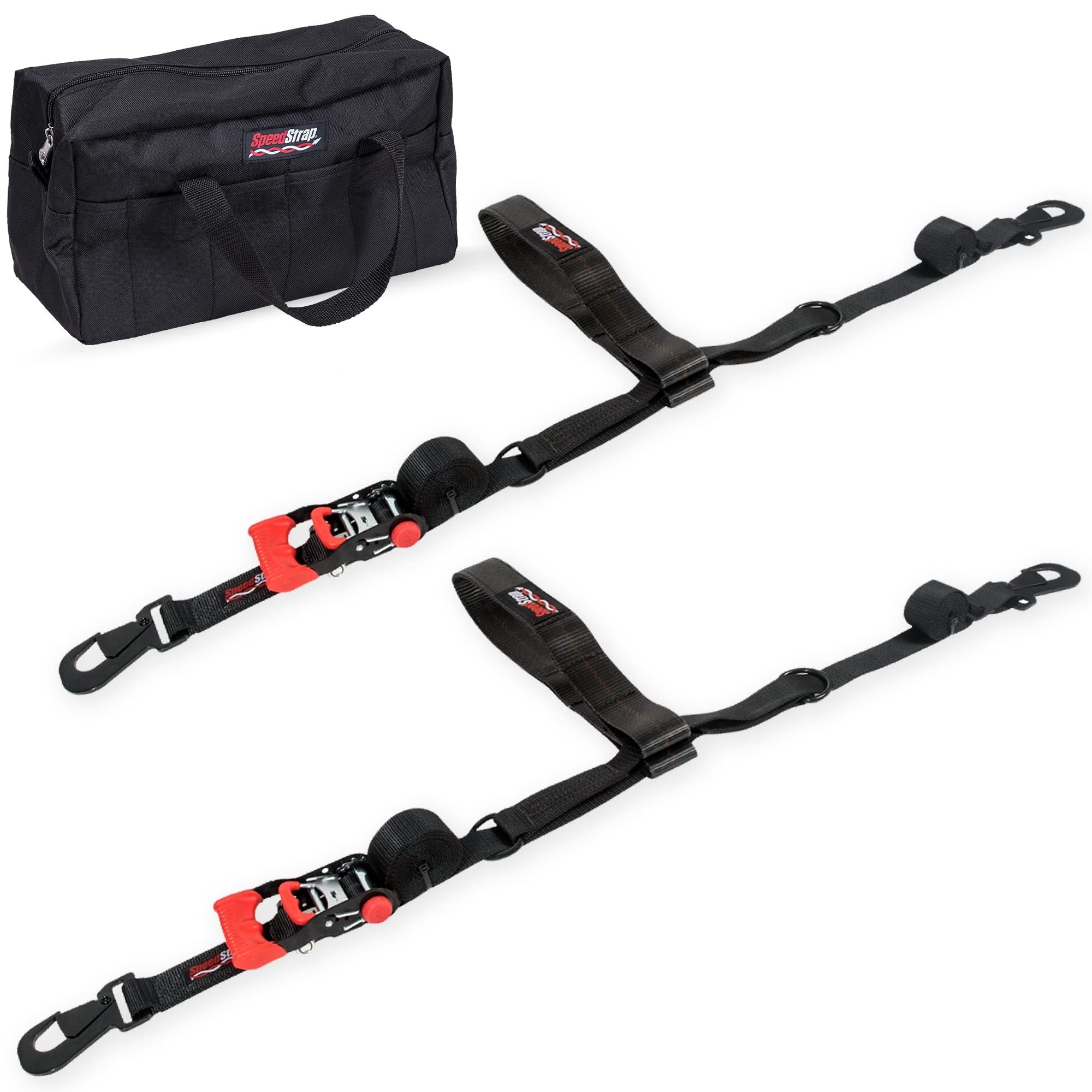 SpeedStrap Essential UTV Tire Straps Bonnet Kit with Tool Bag, 2-Pack Ratchet Tire Tie Down Straps Over The Wheel, Tire Straps for UTV, ATV, fits 26”-36” Tires, Made in USA