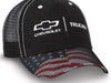 Black MESH Chevy Flag Cap HAT Chevrolet Trucks! RED White Blue Bill Silverado