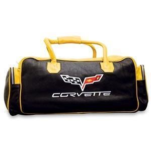 Corvette Duffel Bag Leather with C6 Logo Yellow & Black-SR1 Performance