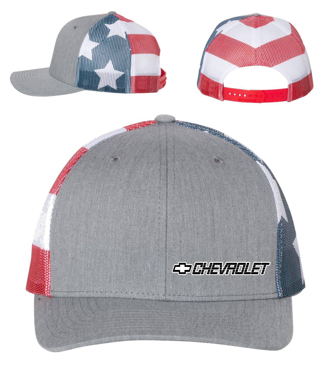 Americana Mesh Snapback Hat – Red White Blue Stars & Stripes Trucker Cap - Officially Licensed for Chevrolet, Corvette, Mopar (Mopar)