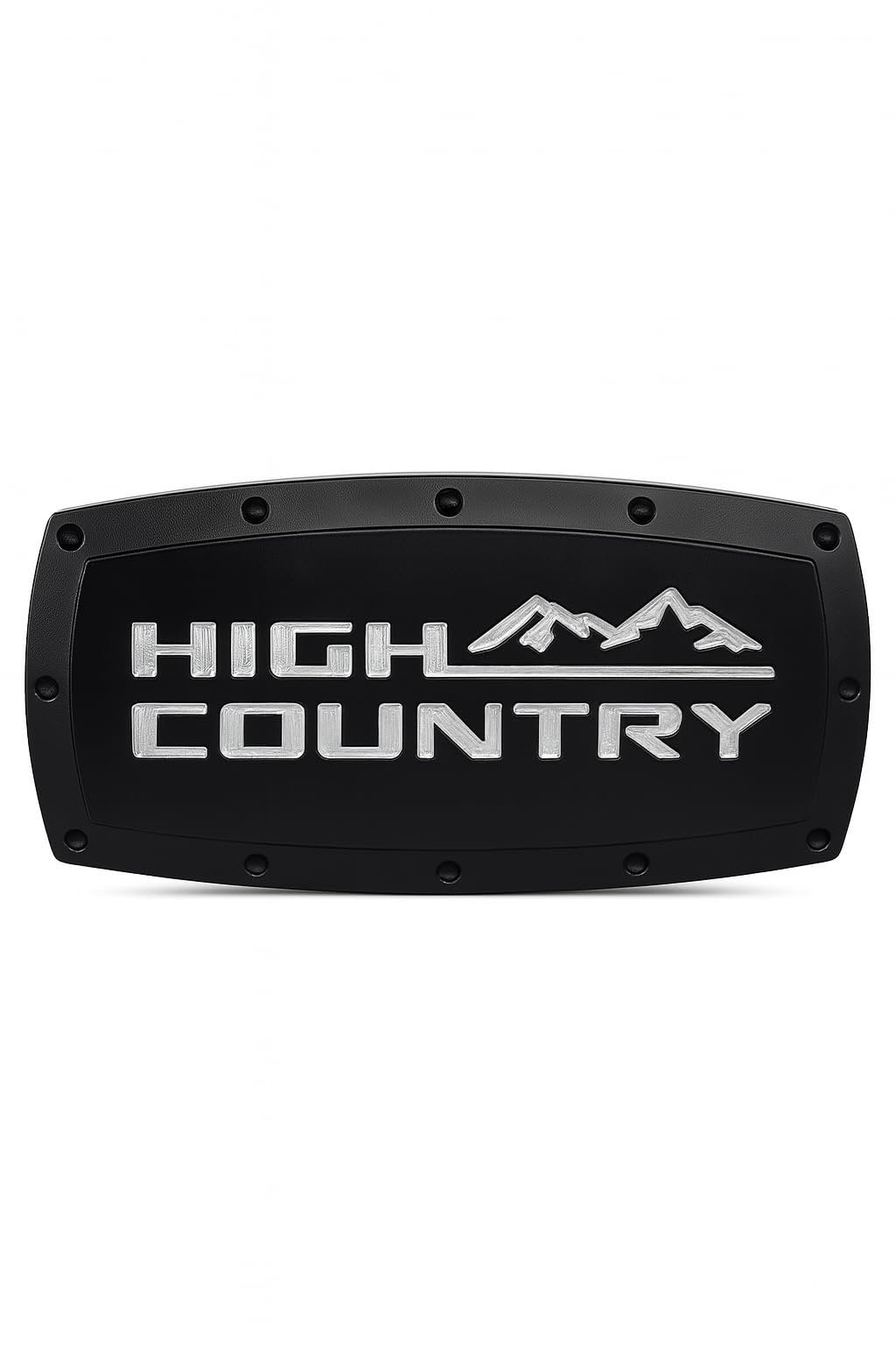 Chevy High Country Hitch Cover Plug - Black Billet Aluminum with Silver Logo - USA Made