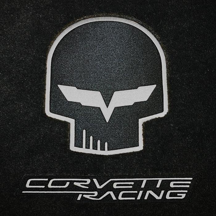 Corvette Cargo Mat - Jake Skull and Racing Script - Silver - Coupe : 2005-2013 C6, Z06, ZR1 or Grand Sport