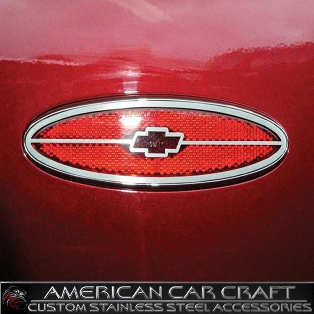 Corvette Side Marker Light Trim with Chevy Bowtie - Stainless Steel : 1997-2004 C5 & Z06