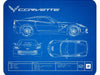 C7 Corvette Stingray Blueprint Mouse Pad - Non-Slip Desk Mat with Stable Rubber Base for Desktop - Officially Licensed by GM