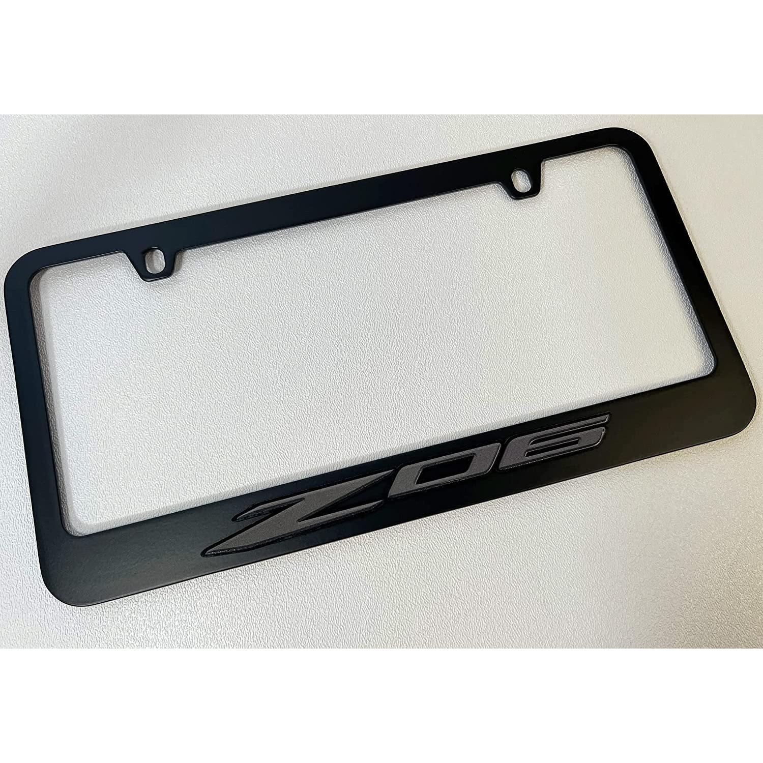 Corvette Black License Plate Frame W/Z06 Logo : C8 Z06