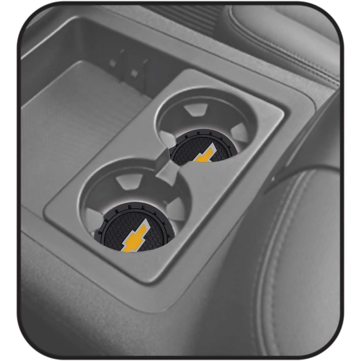 Plasticolor 000648R01 Chevrolet Bowtie Gold Cup Holder Coaster, Black