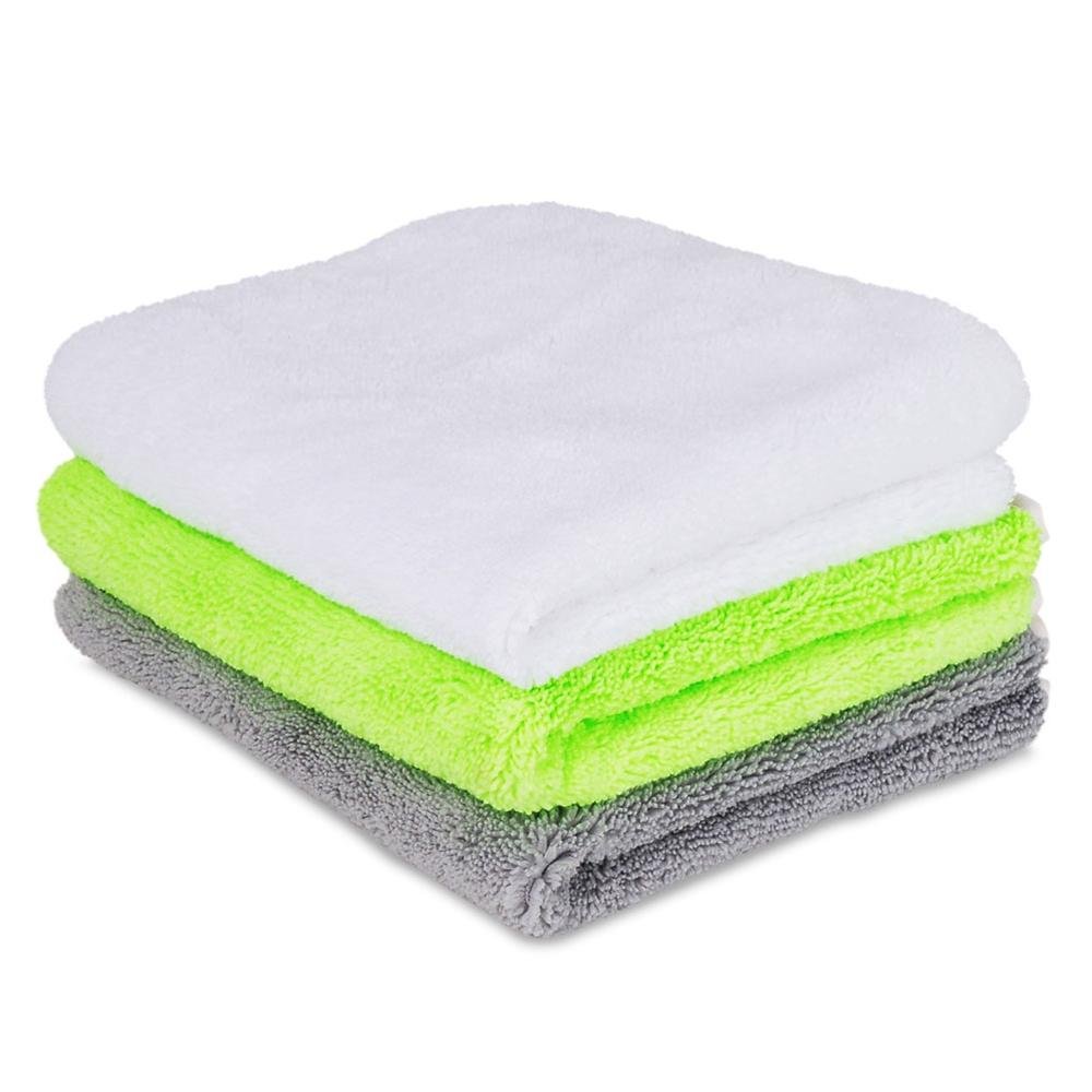 Liquid X Premium Microfiber Detailing Towels - Lime Green, White, Gray - 16" x 16"-SR1 Performance