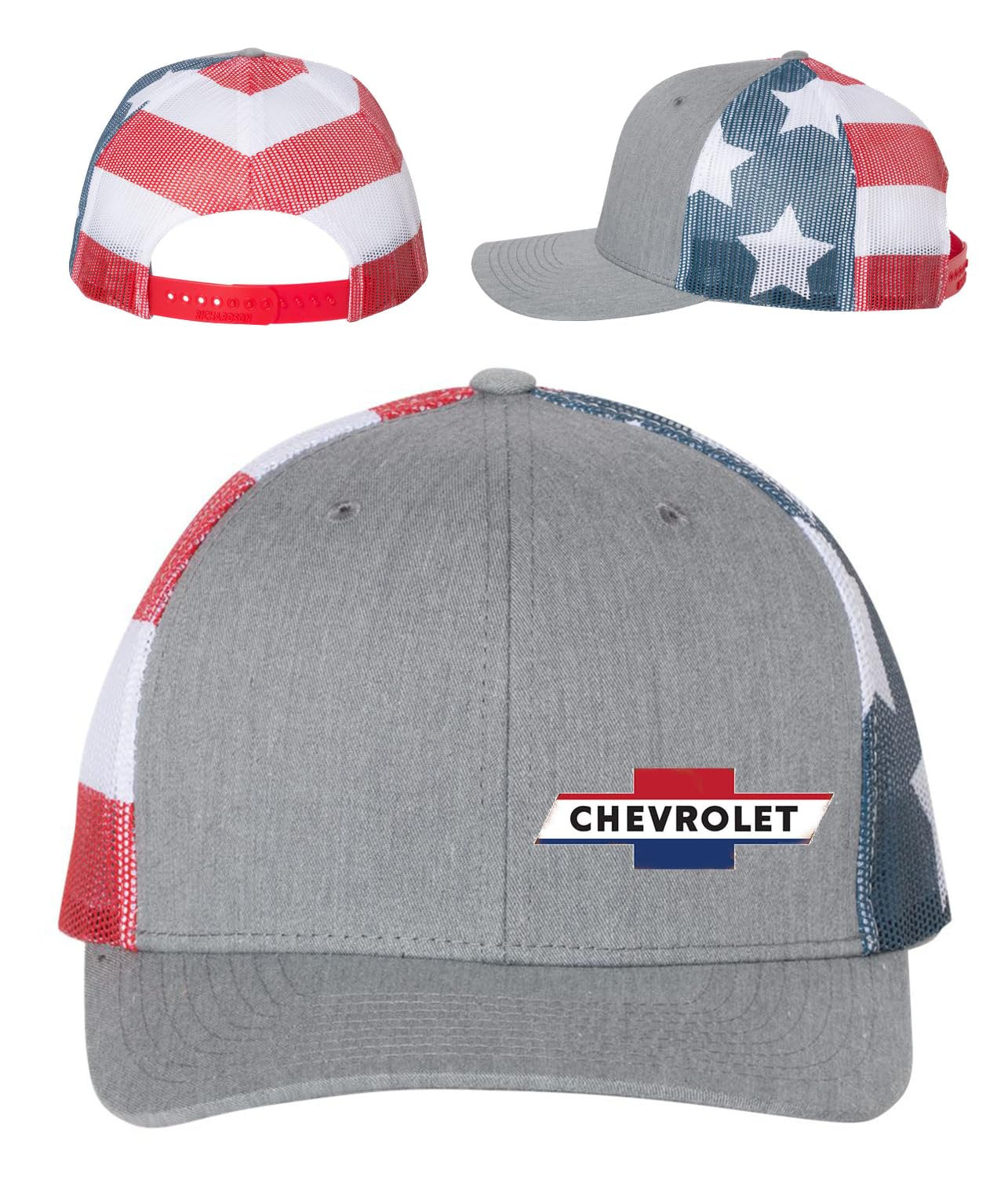 Americana Mesh Snapback Hat – Red White Blue Stars & Stripes Trucker Cap - Officially Licensed for Chevrolet, Corvette, Mopar (Mopar)