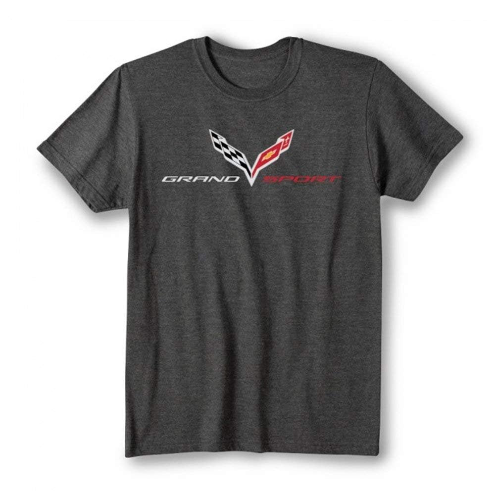 C7 Corvette Grand Sport & Crossed Flags Tee - Dark Heather : Grand Sport (XX-Large)
