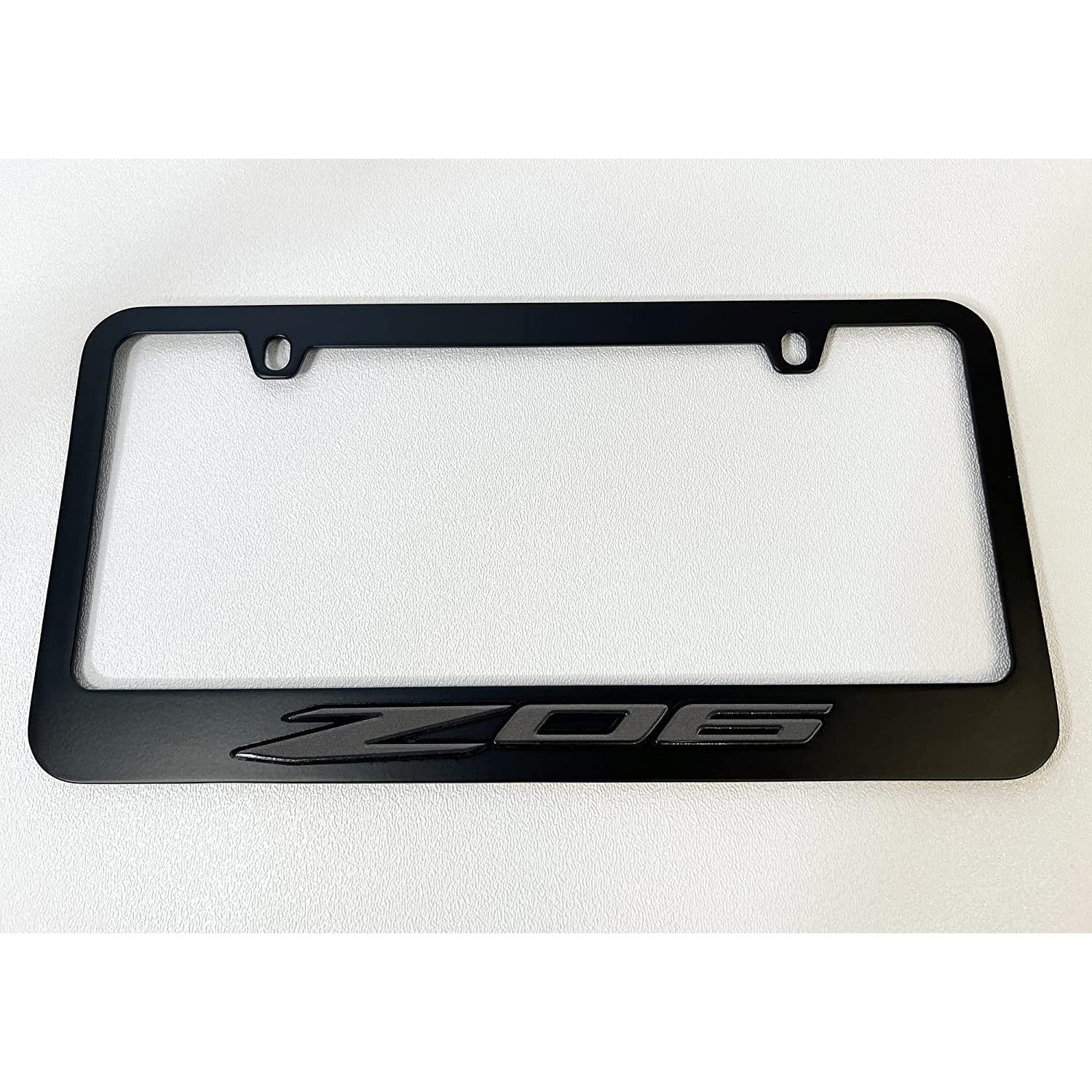 Corvette Black License Plate Frame W/Z06 Logo : C8 Z06
