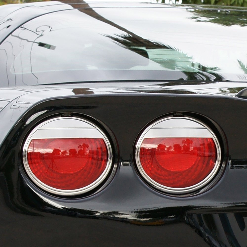 2005-2013 Corvette "Attitude" Taillight Bezels - Billet Chrome