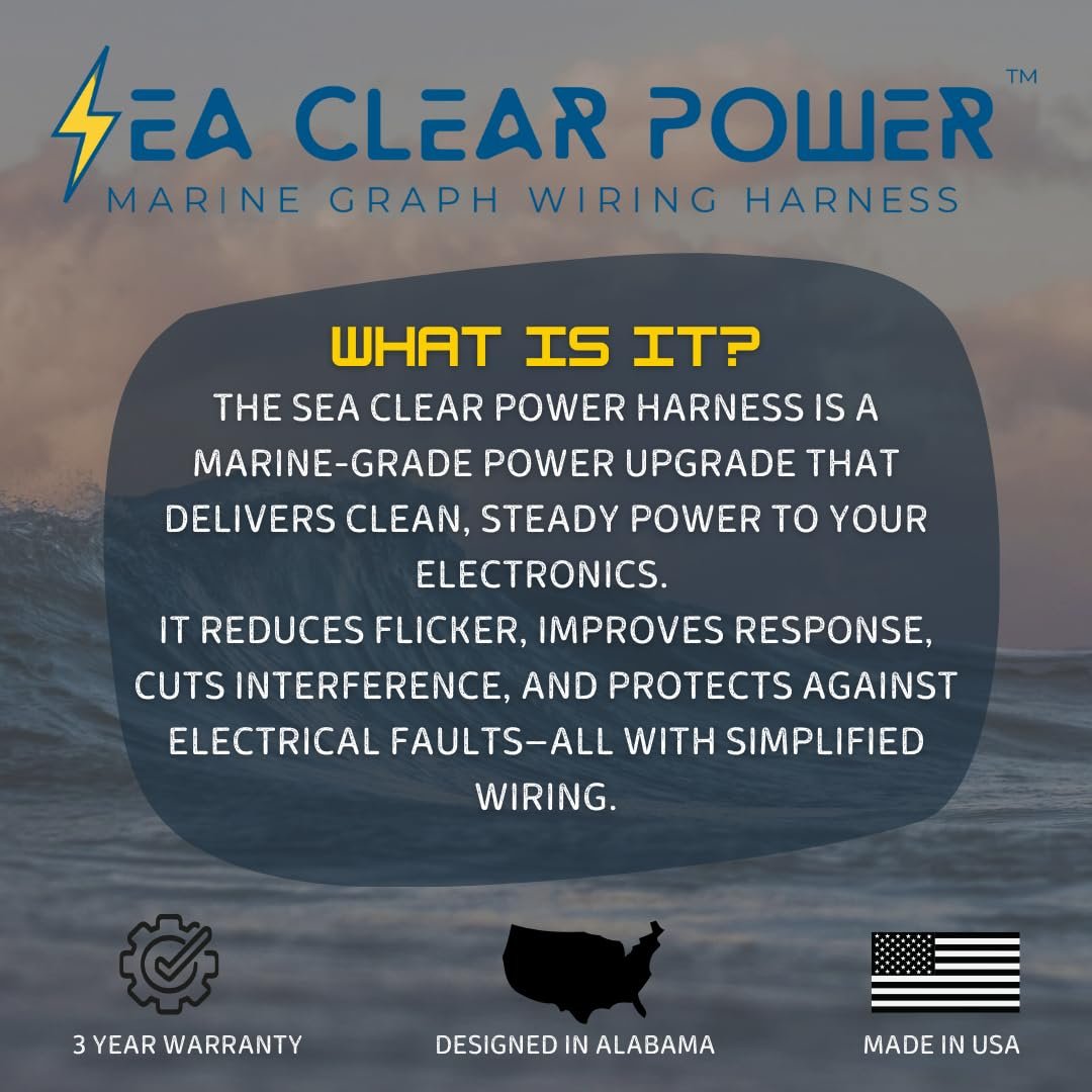 Sea Clear Power #1 Rated Bass Boat Marine Graph Wiring Harness - for The Sole Purpose of Wiring up Your Marine Electronics