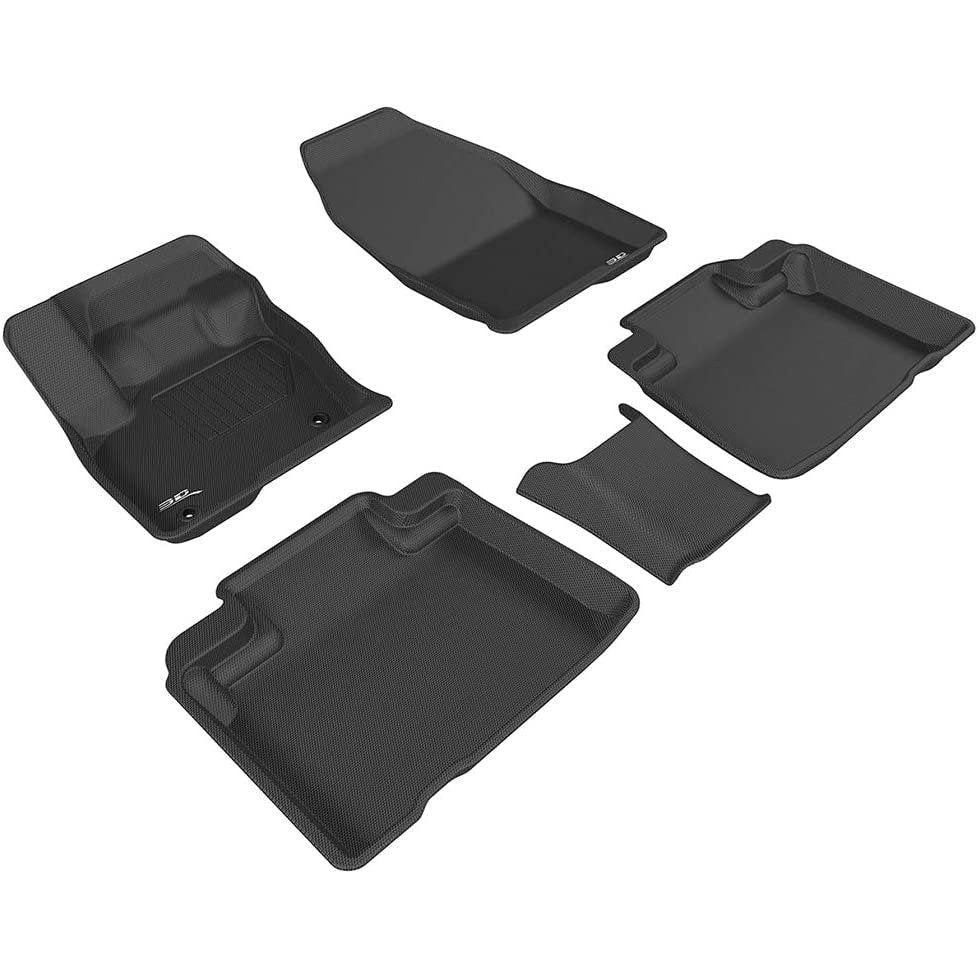 3D MAXpider All-Weather Floor Mats for Ford Edge 2015-2022 Custom Fit Car Floor Liners, Kagu Series (1st & 2nd Row, Black)-SR1 Performance