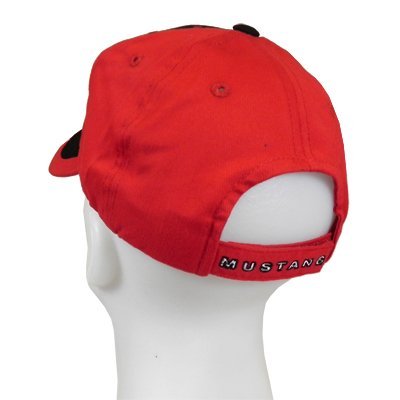 Mustang Running Horse Tri-Bar Black Red Stripe Baseball Cap