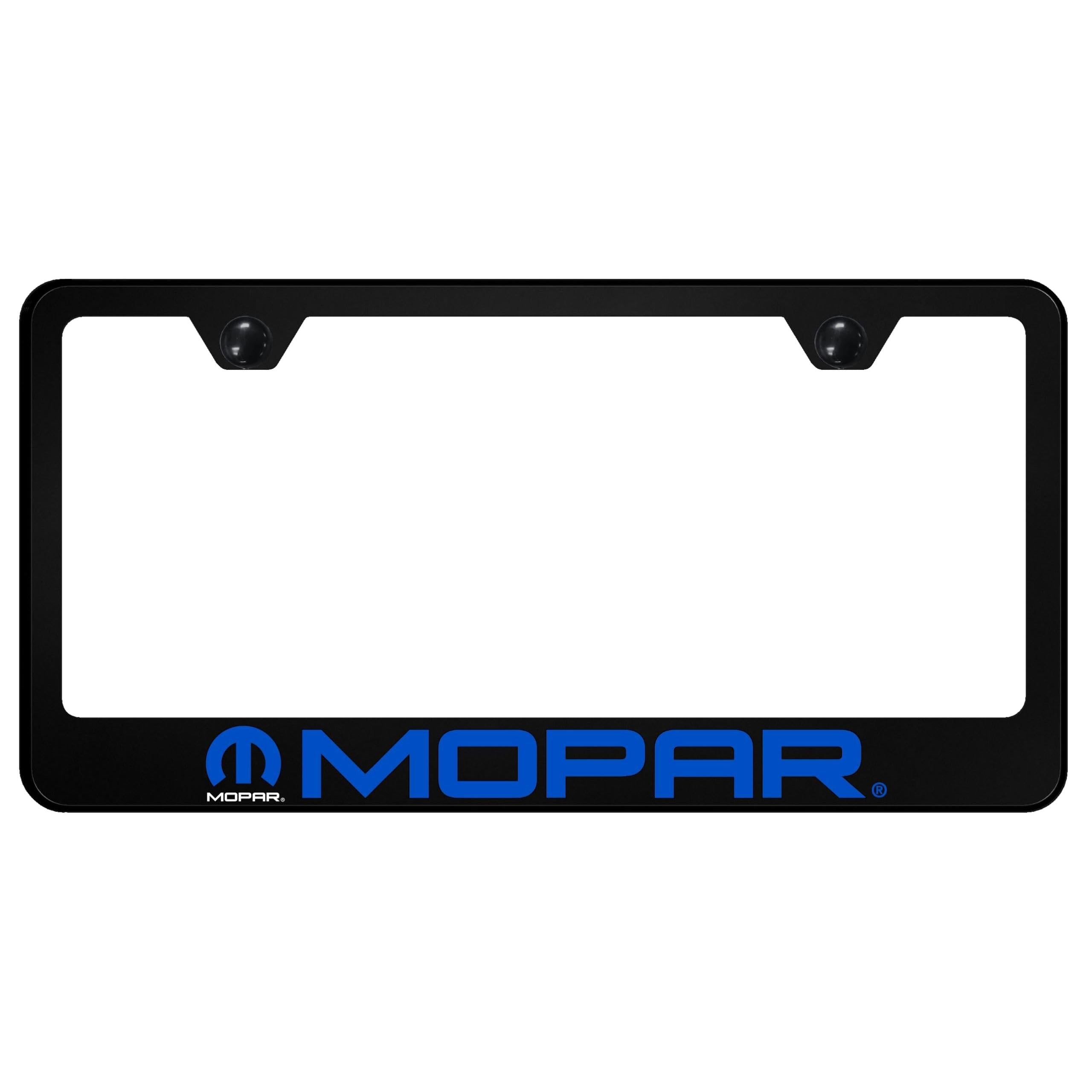 Au-TOMOTIVE GOLD UV Print Name and Logo Polycarbonate License Plate Frame for Mopar (Chrome on Black)