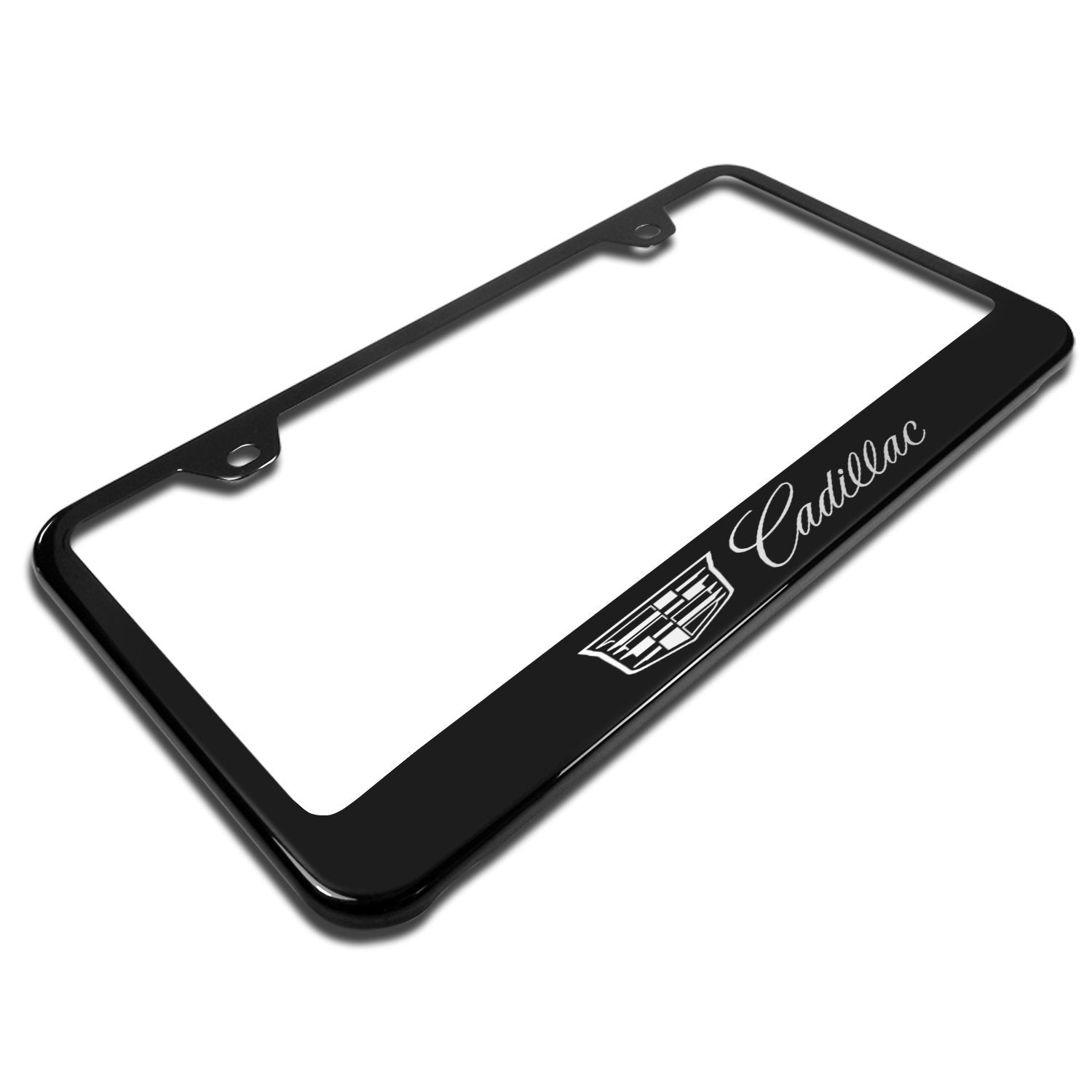 Au-TOMOTIVE GOLD Laser Etched License Plate Frame for Cadillac Cadillac (Black)
