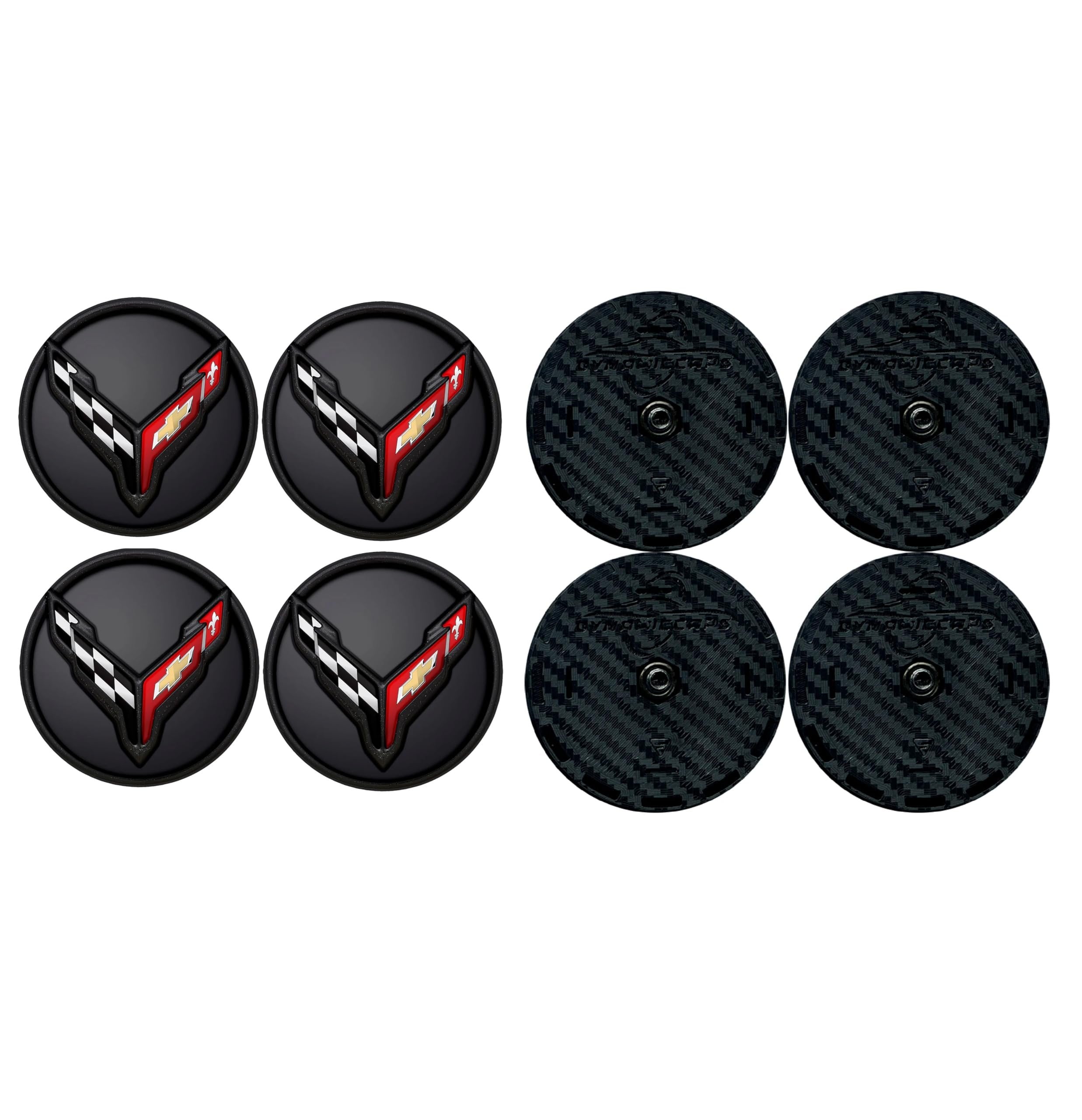C8 Corvette DynamicCaps Show Edition Floating Center Caps - Self Leveling Spinning Hub Cap - Set of 4 for 2020-2025 Corvettes