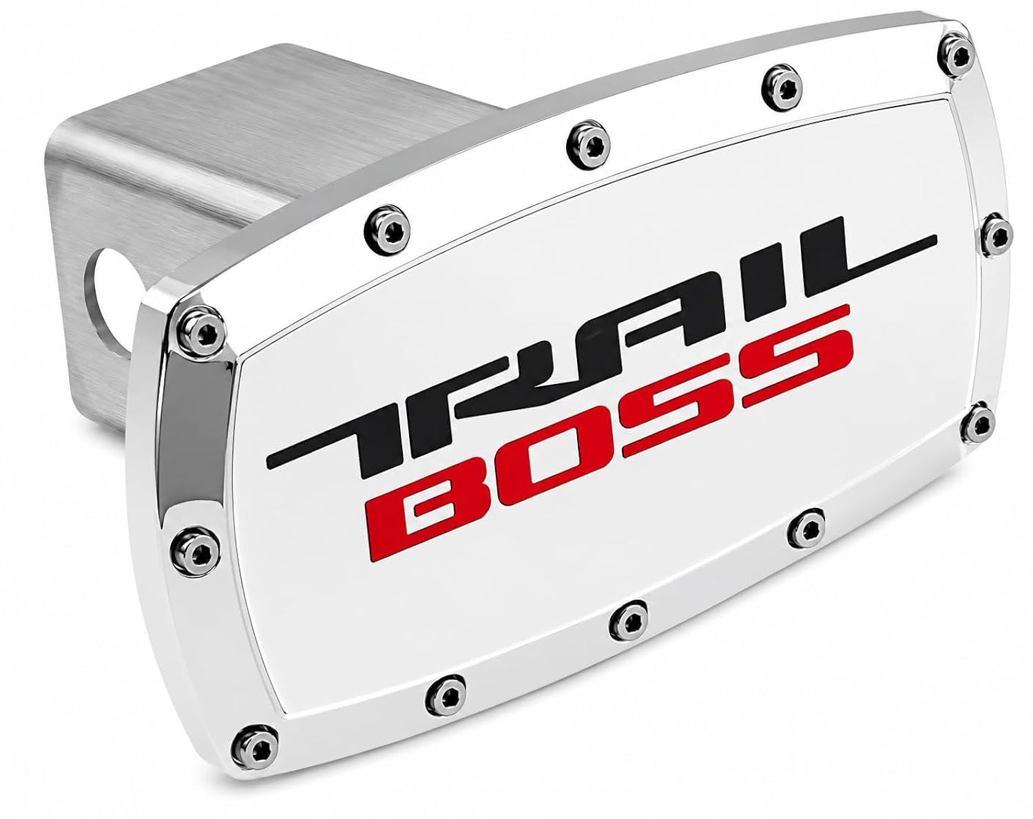 SR1 Performance USA Chevrolet Trail Boss Billet Aluminum Trailer Hitch Cover CNC Engraved Logo - 2" Rectangle Receiver Plug - Made in USA - Fits Silverado & Colorado Trail Boss Models