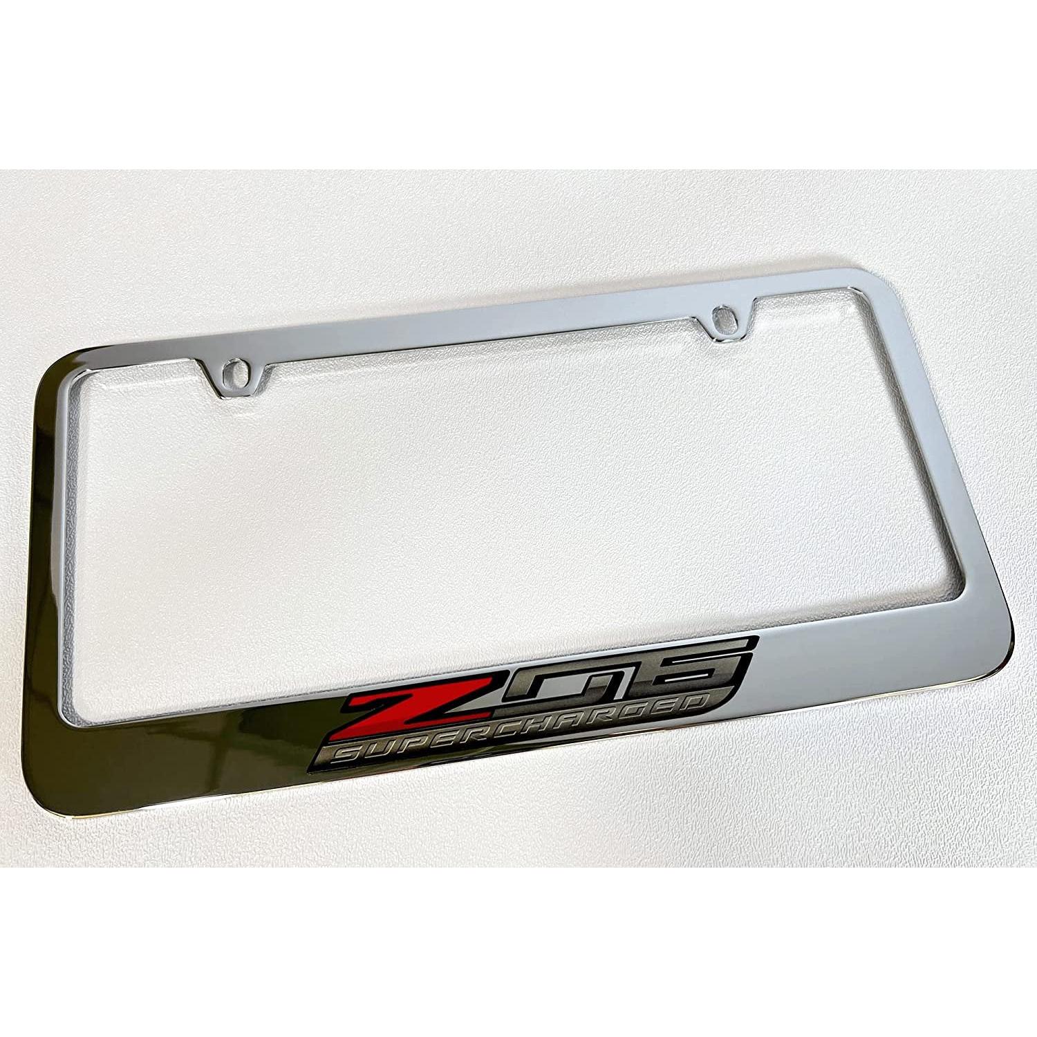 Corvette Chrome License Plate Frame W/Z06 Supercharged Logo : C7 Z06