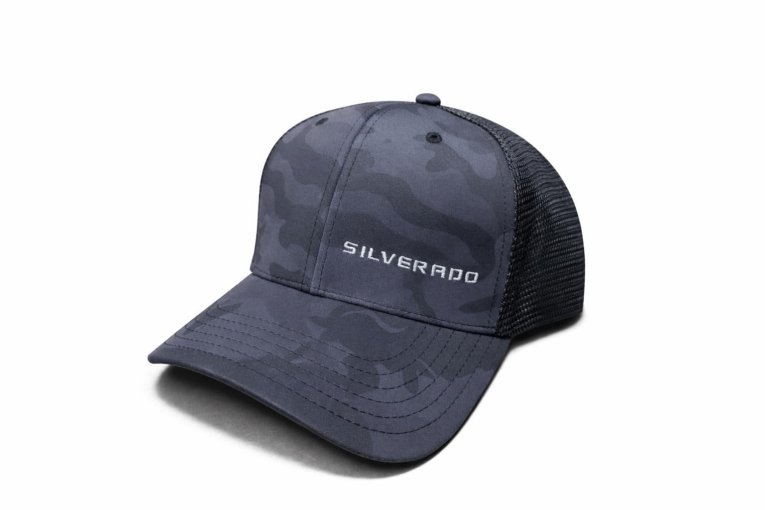 Chevrolet Silverado Black Camo Snapback Hat – Chevy Mesh Back Trucker Cap