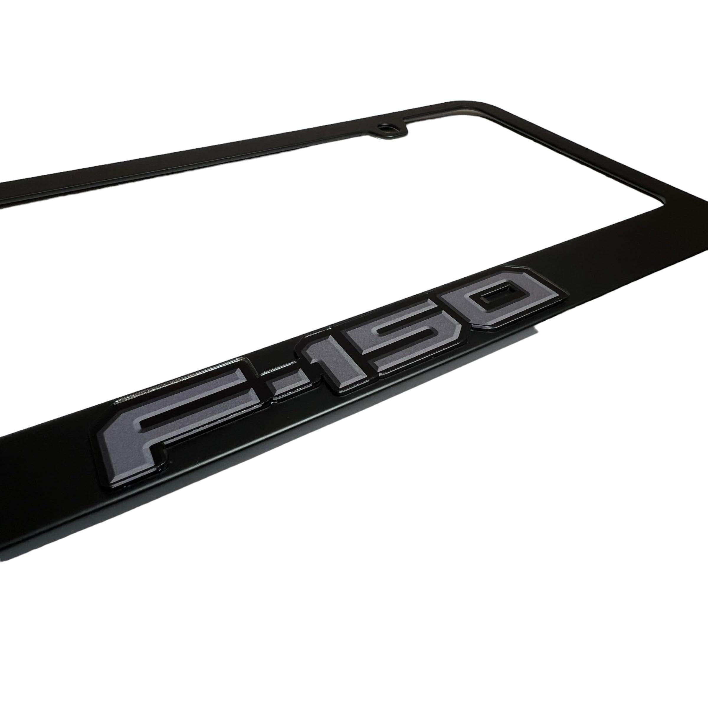 Eurosport Daytona - Compatible with 2021-2024 Ford F-150 Monochromatic Black - Black License Plate Frame
