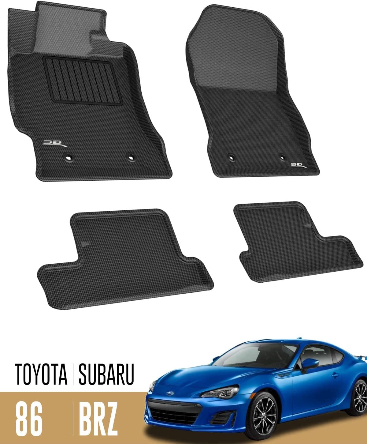 3D MAXpider L1SC00201501 All 2 Row Custom Fit Floor Mat for Select Scion FR-S Models - Kagu Rubber (Gray)