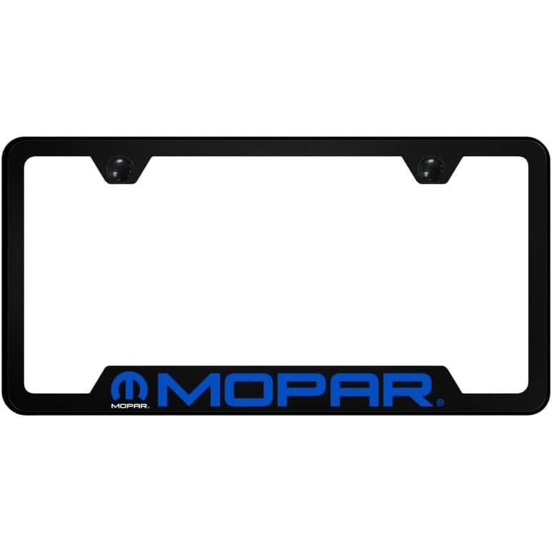 MOPAR UV Print Logo on Black Polycarbonate Notched License Plate Frame