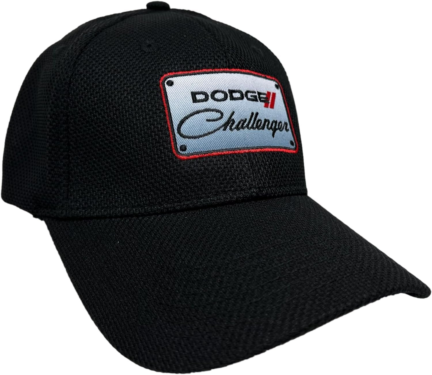 Dodge Challenger Stretch Fit Patch Hat - Embroidered Fitted Cap - Officially Licensed by Dodge Black