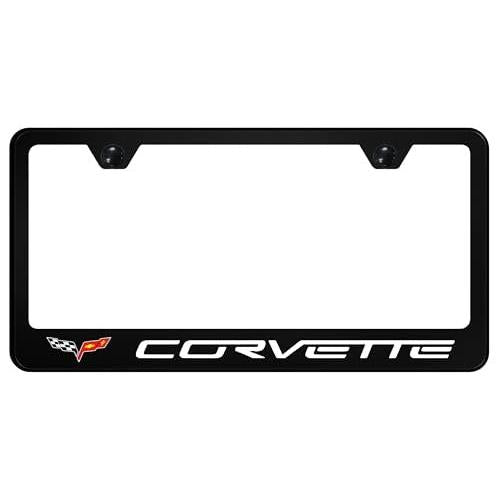 Au-TOMOTIVE GOLD UV Print Polycarbonate License Plate Frame for Chevy Corvette C6 (Black)