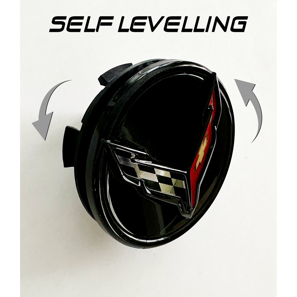 C8 Corvette DynamicCaps Show Edition Floating Center Caps - Self Leveling Spinning Hub Cap - Set of 4 for 2020-2025 Corvettes