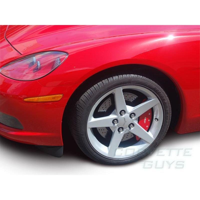 MGP Caliper Cover 13007-S-CVT-RD Red Powdercoat Brake Caliper Cover with Silver Corvette Letters for 17" and Larger Wheels Corvette, (Set of 4)