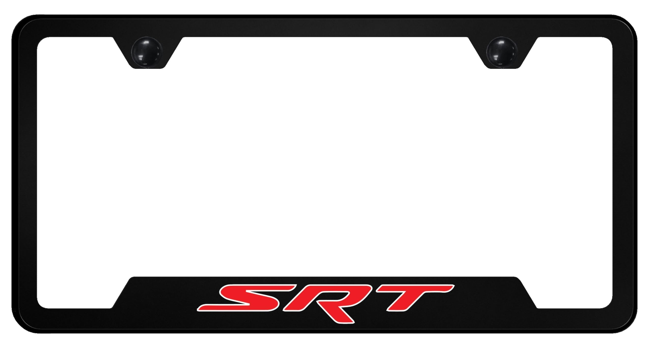 SRT Notched License Plate Frame - Black Polycarbonate with UV Print Logo