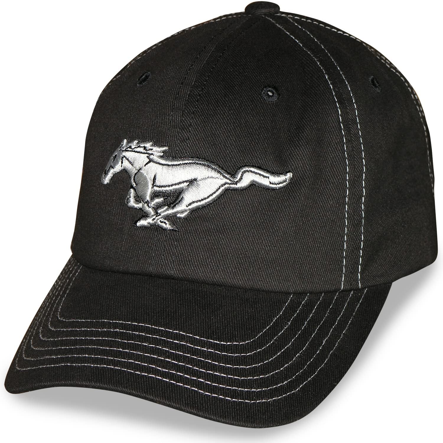 Ford Mustang Pony Logo Unstructured Adjustable Black Hat/Cap