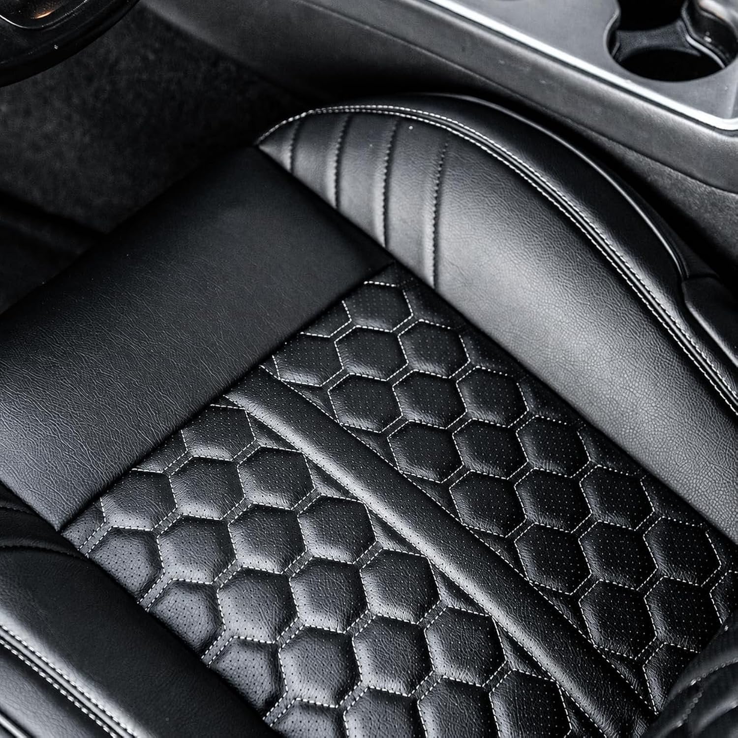 Kustom Interior Custom Fit Seat Covers - Premium Artificial Leather, Front & Rear Seat Protection with Embroidered Logos for Dodge Charger/Challenger & Jeep Wrangler/Gladiator