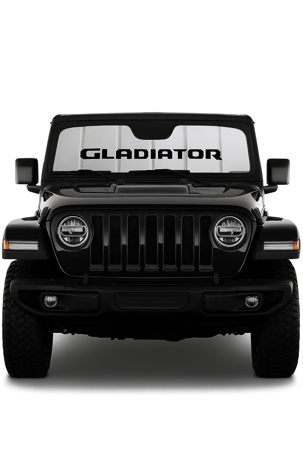 Jeep Accordion Style Sunshade - Insulated Silver Windshield Sun Shade with Logo Foldable