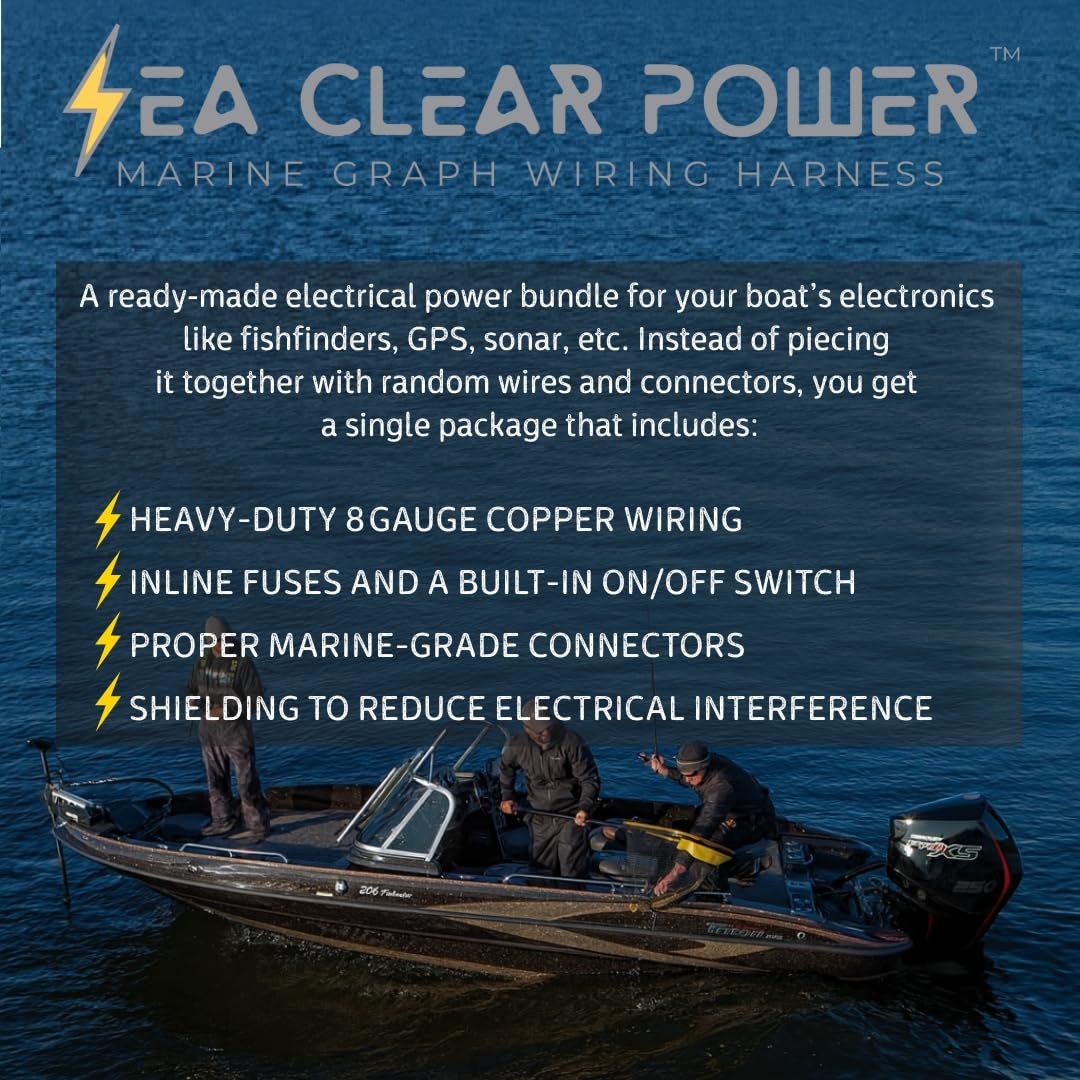 Sea Clear Power 1726 Boat Marine Graph Wiring Harness - for Wiring up Your Marine Electronics - Tracker Aluminum & Walleye Boats
