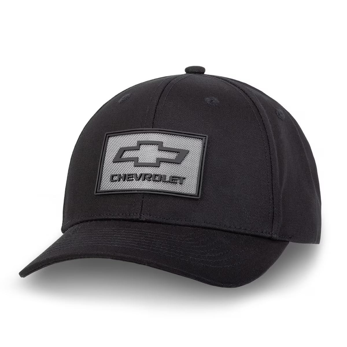 Chevrolet Wire Mesh Bowtie Patch Hat - Structured Twill Chevy Snapback Cap Black