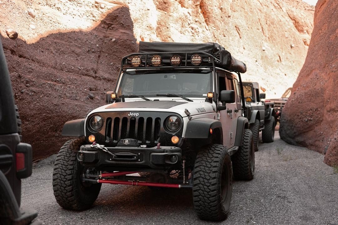 Lensun 105W 12V Hood Flexible Solar Panel for Jeep Wrangler JK (2007-2018) - Off Grid Solar Power for Offroading/Overlanding/Camping