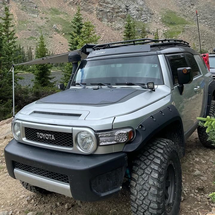 Lensun 105W 12V Hood Flexible Solar Panel Custom Fit for Toyota FJ Cruiser (2006-2022) - Off Grid Solar Power for Offroading/Overlanding/Camping