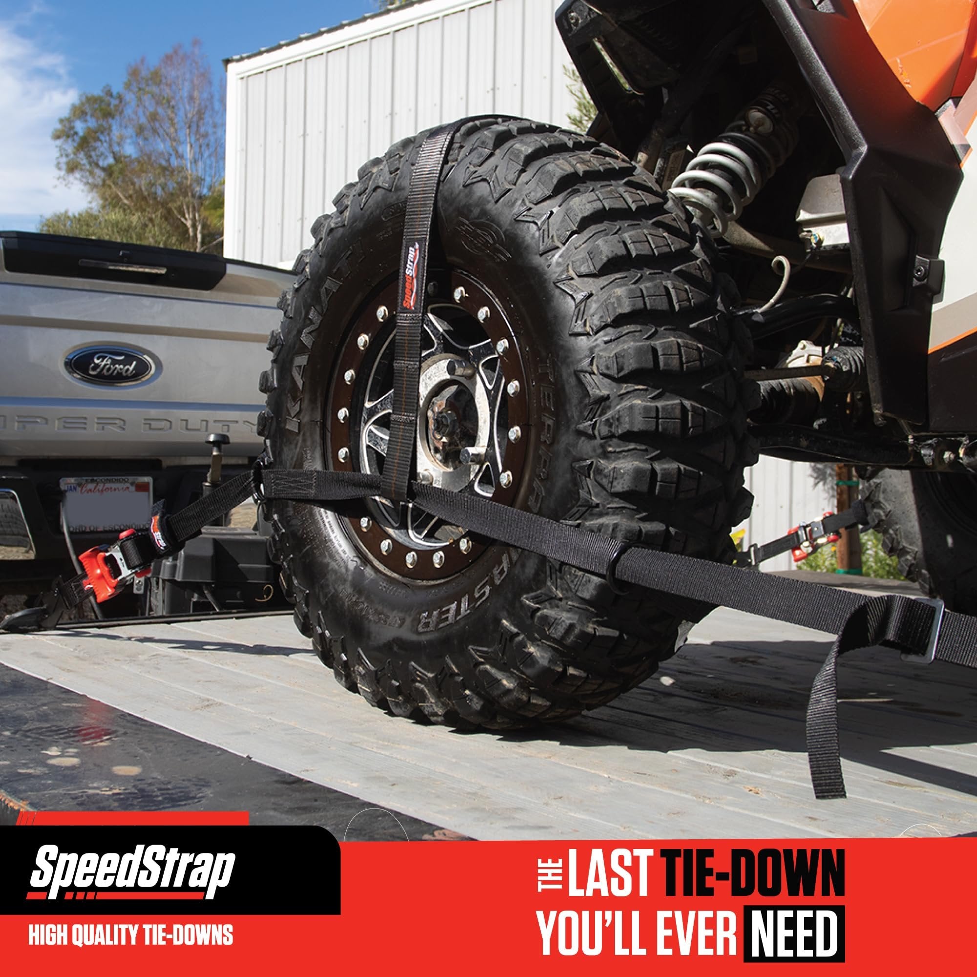 SpeedStrap Essential UTV Tire Straps Bonnet Kit with Tool Bag, 2-Pack Ratchet Tire Tie Down Straps Over The Wheel, Tire Straps for UTV, ATV, fits 26”-36” Tires, Made in USA