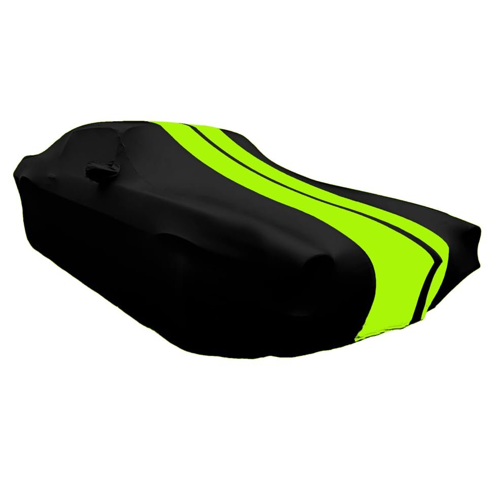 1964-1972 Chevrolet Chevelle Indoor Car Cover - Ultraguard Stretch Satin - The Ultimate Custom Fit (Black with Green Stripes, 1964-1972 Chevrolet Chevelle)