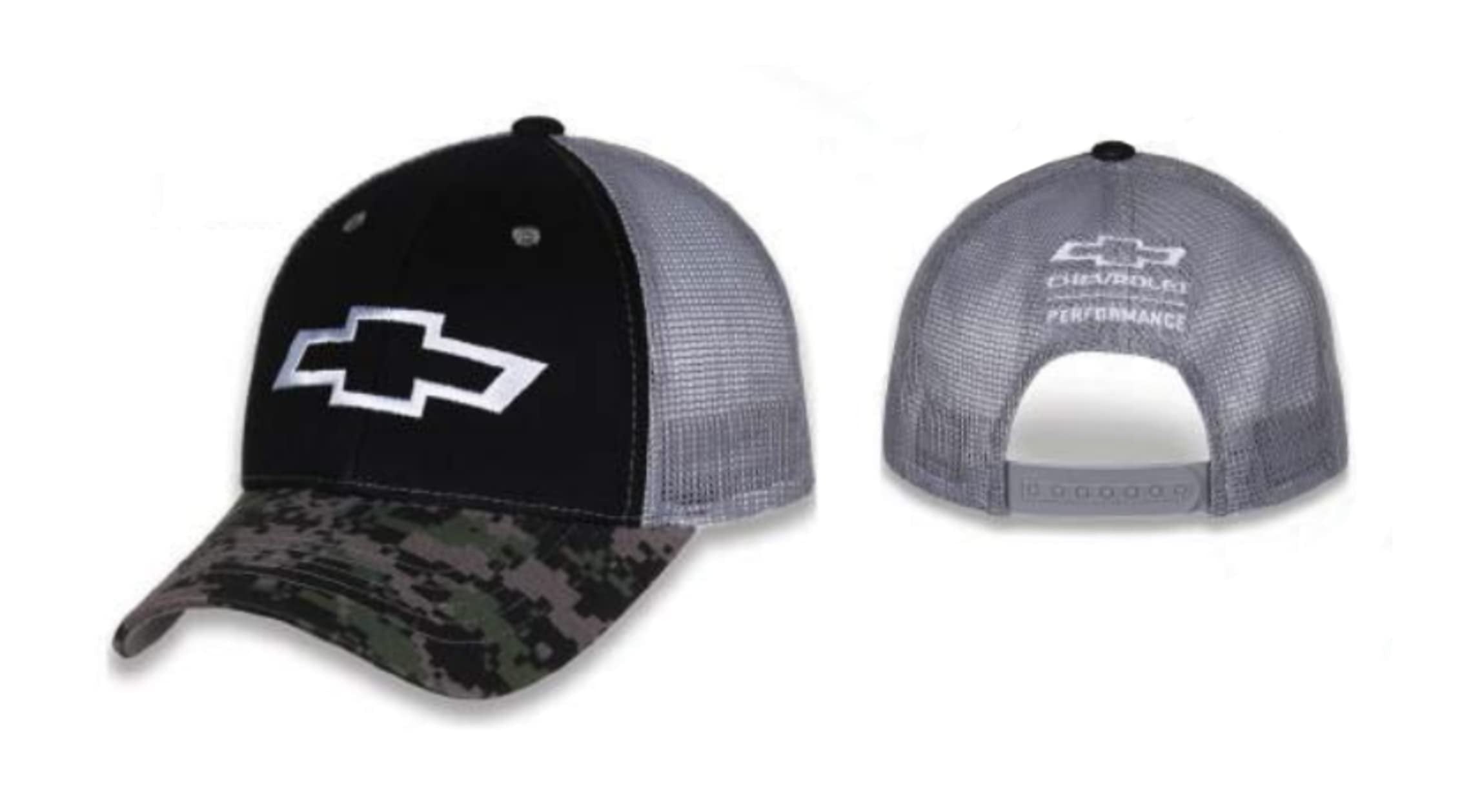 Chevrolet Black Front Digital Camo Brim Snapback Gray Trucker Hat